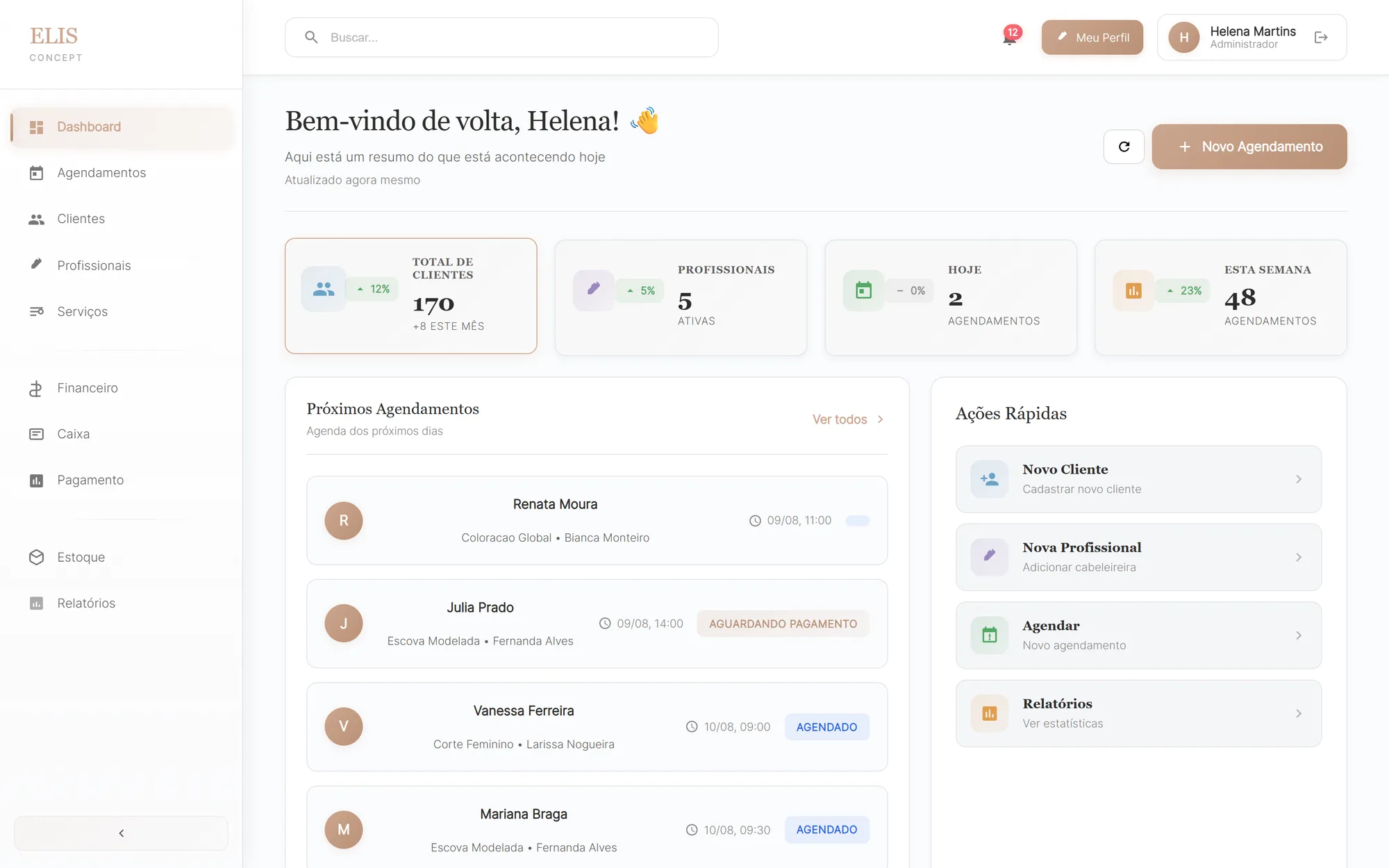 Elis Concept — Dashboard